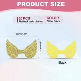 PATIKIL 30Pcs Angel Wings for Crafts, Glitter Mini Angel Wings Ornament Fabric Wings Sew on Doll Patches Embellishment for Hair Accessories DIY Crafts, Gold