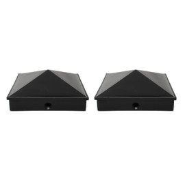 5x5 Nominal (4.5" x4.5") Plastic Pyramid Vinyl Fence Post Cap with Pre-Drilled Hole Black or White Multiple Quantities for Nominal 5" x 5" Posts (2, Black)