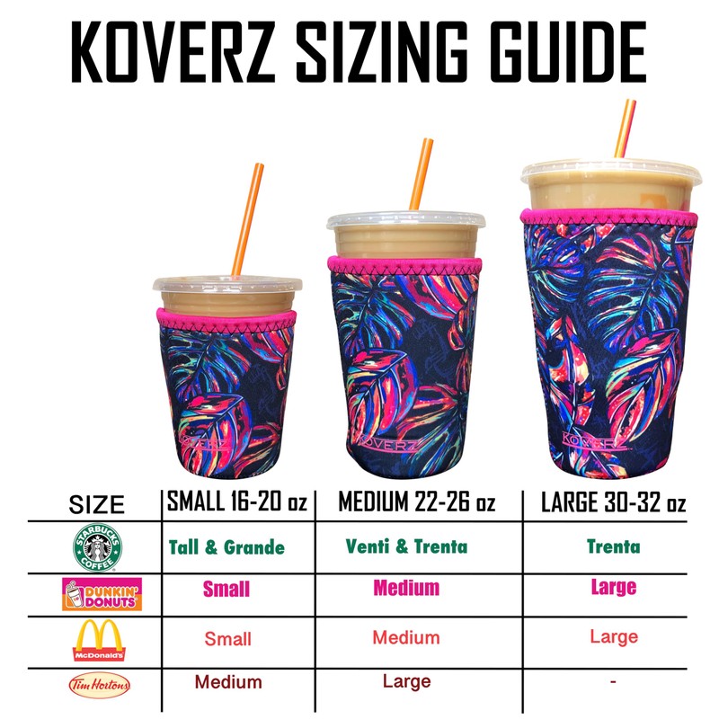 Koverz Iced Coffee Sleeve, Insulated Neoprene Cup Sleeve, Fits a