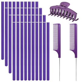 Papilotten Curling Irons Foam Curlers Flexible Soft Curlers (24 x 1.2 cm), Papilotten Overnight Curlers for Girls Women Purple Pack of 40