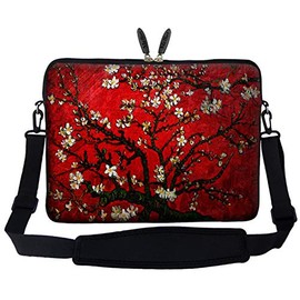 Meffort Inc 17 17.3 inch Neoprene Laptop Sleeve Bag Carrying Case with Hidden Handle and Adjustable Shoulder Strap - Vincent van Gogh Cherry Blossoming