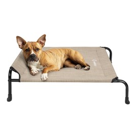 Veehoo Original Elevated Dog Bed - Outdoor Raised Dog Cot Bed for Small Dogs, One-Sided Raised Headboard Cooling Pet Bed, Dog Sleeping Training Cot, Non-Slip & Breathable, L, CWC2417A