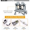 Erayco UK2.5B-GR DIN Rail Terminal Block, Screw Clamp, 600V 20A
