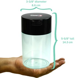 Tightvac 1 oz to 6 ounce - Patented Airtight Container | Multi-use Vacuum Container Works as Smell Proof Containers for Herbs and Dry Goods. Black Cap and Clear Body