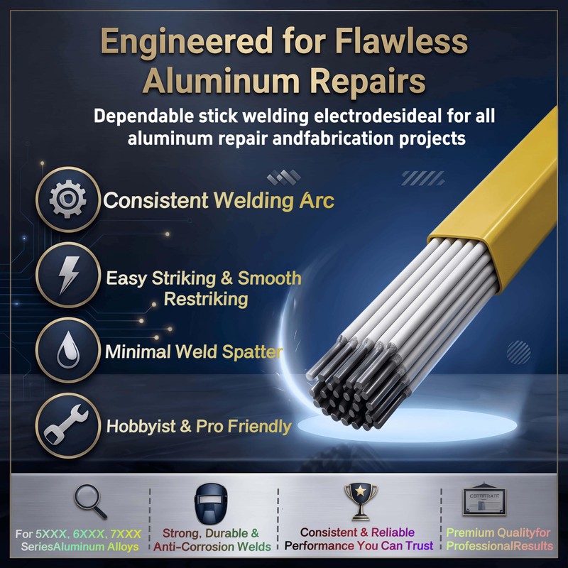 E4043 Aluminum Welding Rods 1/8"x14", 0.33LB Stick Electrodes for Aluminum