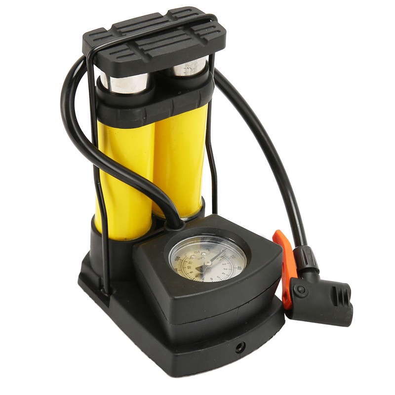 Double Barrel Foot Pump Fast Efficient Multifunction Portable Bike Floor