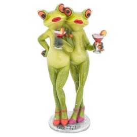 Corner Merchant Frog Figurines Holding Cocktail Glasses Decorative Statue Best Friends