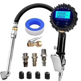YSmikiya Digital Tire Pressure Gauge with Inflator, 250 PSI,Heavy Duty Air Compressor Accessories, with Rubber Hose Lock on Air Chuck and Quick Connect Coupler