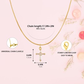NFINITYRE Gold Cross Necklace for Women, 18K Gold Plated Faith Diamond Pendant Necklace Dainty Simple Cross Necklace Tiny Necklaces for Women Trendy Gold Jewelry Gifts