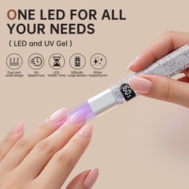 CHRISTINE SHELLY Handheld UV Light for Gel Nails, Mini LED Cordless Nail Lamp for Gel Nail Polish, Portable Flash Cure Lamp, Rechargeable USB Nail Dryer with LCD Display Fast Curing Home DIY