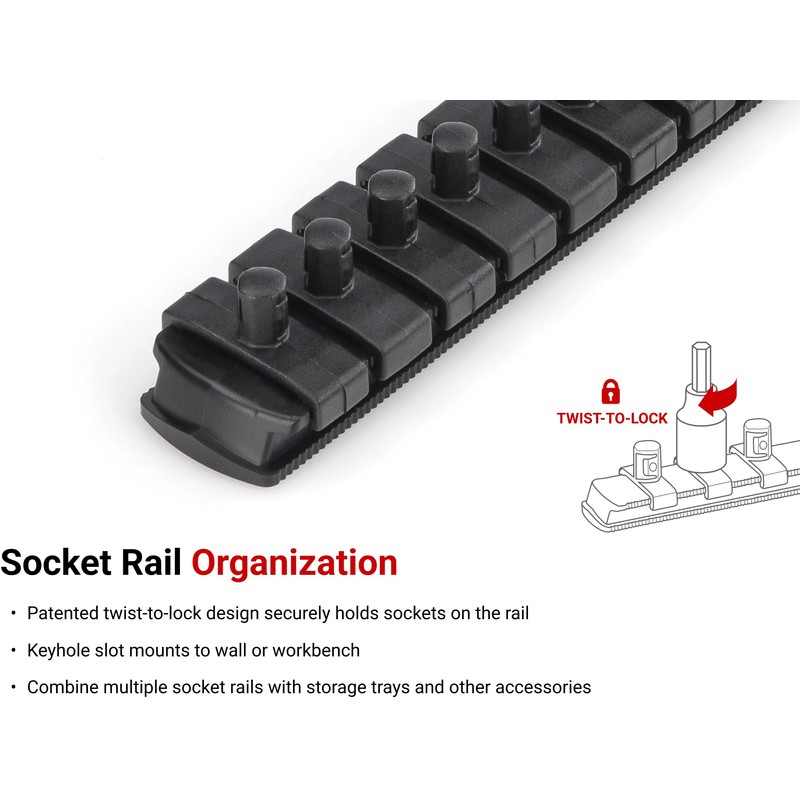 TEKTON 1/4 in Drive Hex Bit Socket Set with Rail,