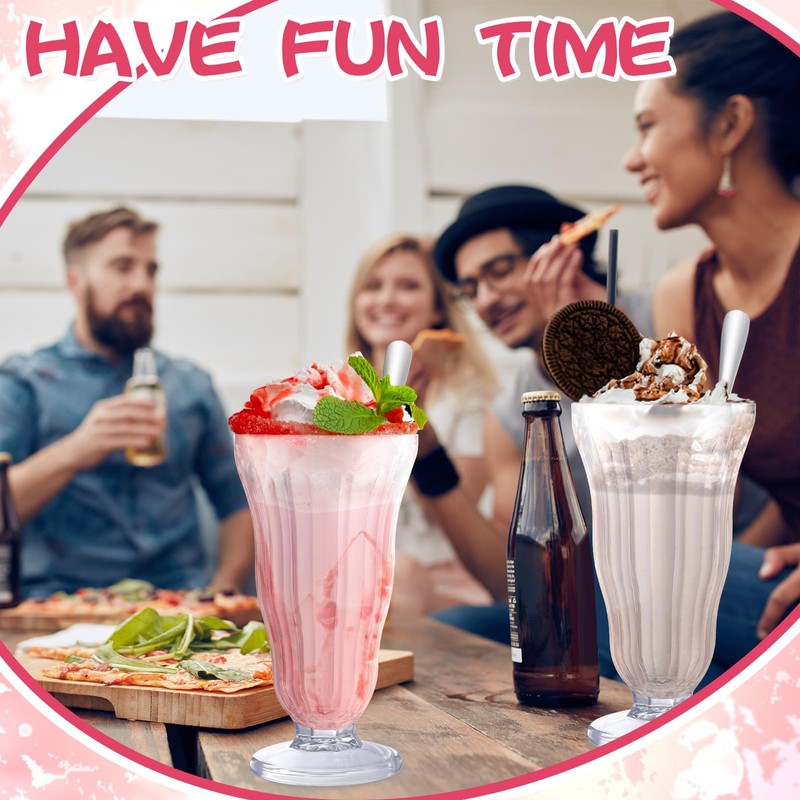 Maxcheck 6 Set Milkshake Glass 17 oz Sundae Glasses with