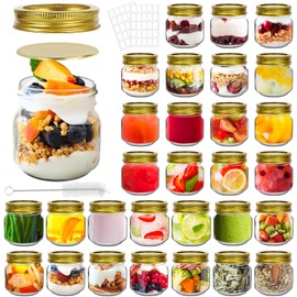 Betrome 8 oz Mason Jars, 30 Pack 240ml Glass Canning Jars with Regular Mouth Lids, Glass Storage Containers for Overnight Oats, Jam, Jelly, Honey, Beans, Spice, Wedding Party Favor, Shower Favor