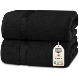Utopia Towels - Luxurious Jumbo Bath Sheet 2 Piece - 600 GSM (35X70 Inches) 100% Ring Spun Cotton - Highly Absorbent and Quick Dry Extra Large Bath Towel - Super Soft Hotel Quality Towel (Black)