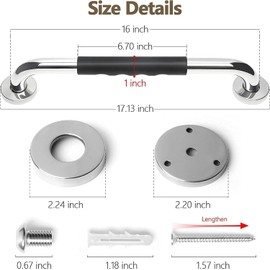 JUHANI Juego de baño de silicona antideslizante de 2 piezas, barra de seguridad de acero inoxidable, adecuado para ancianos, mujeres embarazadas, etc. (Plateado, 40cm)