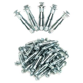 QWORK Hollow Wall Anchors, 50 Pcs 2" Long Carbon Steel Hollow Drive Wall Anchor Screws Assortment Kit Use for 1/8 to 5/8 Inch Wall Thickness, M6x52mm