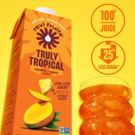 Revl Fruits™ 100% Juice, No Added Sugar, Pineapple Mango, Truly Tropical, 32 fl oz. Carton