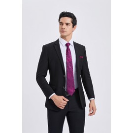 Enlision Hot Pink Tie Paisley Ties for Men Silk Necktie Pocket Square Cufflink Tie Clip Set Formal Business Wedding Fuchsia Purple