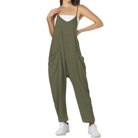ROYLAMP Vacation Cruise Outfits Spring Summer Trendy Clothes Beach Casual 2024 Womens Jumpsuits Rompers Resort Wear Overalls Jumpers Army Green XXL