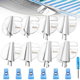 Pack of 8 Sewing Machine Accessories Rolled Hem Presser Foot with 6 Sewing Accessories Clips, Sewing Roll Hem Foot Set, Universal Sewing Foot for Rolled Hem, for Home Use Commercial (3 mm - 10 mm)