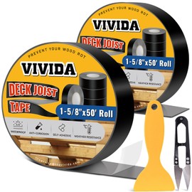 VIVIDA Deck Joist Butyl Tape 2 Inch × 50 Feet, Butyl Joist Flashing Tape for Decking, Waterproof Deck Joist Tape for Wood Joists & Beams, 2 Roll
