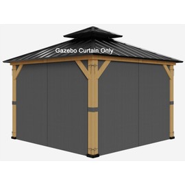 10-ft x 10-ft Gazebo Curtains,Privacy Replacement Sidewall 4-Panel Universal Shade Curtains Set,Protecting Side Walls (Only Curtain)-Grey