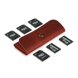 Leather SD Card Holder, SD Card Case, Micro SD Card Holder Organizer, SD Card Storage Case, Memory Card Case Cover, Travel Memory Card Case (Cognac)