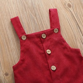 Infant Toddler Baby Girl Boy Romper One Piece Jumpsuit Bodysuit Bib Overalls Pants Suspender One Piece Clothes (A-Red, 6-12 Months)