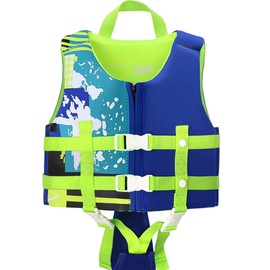 Kids Swim Vest- Swimming Vest for Child with Adjustable Safety Strap, Suitable for Age 1-9 Years (Blue, M/(7-9 Years))