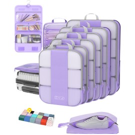 10 Set Compression Packing Cubes for Travel Essentials,Compressible Expandable Packing Cubes for Suitcase,OlarHike Luggage Organizer Bags for Travel,Handy Helper for Organizing Clothes(Light Purple)