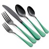 Onlycooker 20-Piece Green Silverware Set - 18/0 Stainless Steel, Black