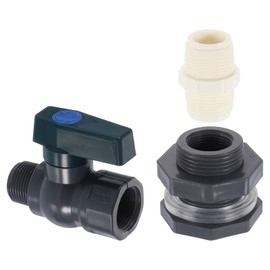 uxcell 1 Set Rain Barrel Faucet Kit, Plastic Rain Barrel Spigot with 3/4" GHT Bulkhead Fitting, Beige Garden Hose Adapter for Water Tank Aquarium, Grey