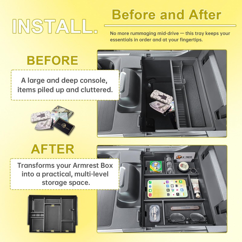 Flex Powered Console Organizer for 2025 2026 Ford Expedition Accessories