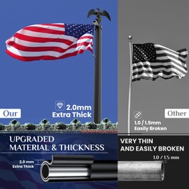 POOAMY Heavy Duty Flag Pole 25FT, 12 Gauge Extra Thick Aluminum Flagpole, Residential Flag Poles for Outside House, with 3x5 American Flag for Residential or Commercial Use, Black