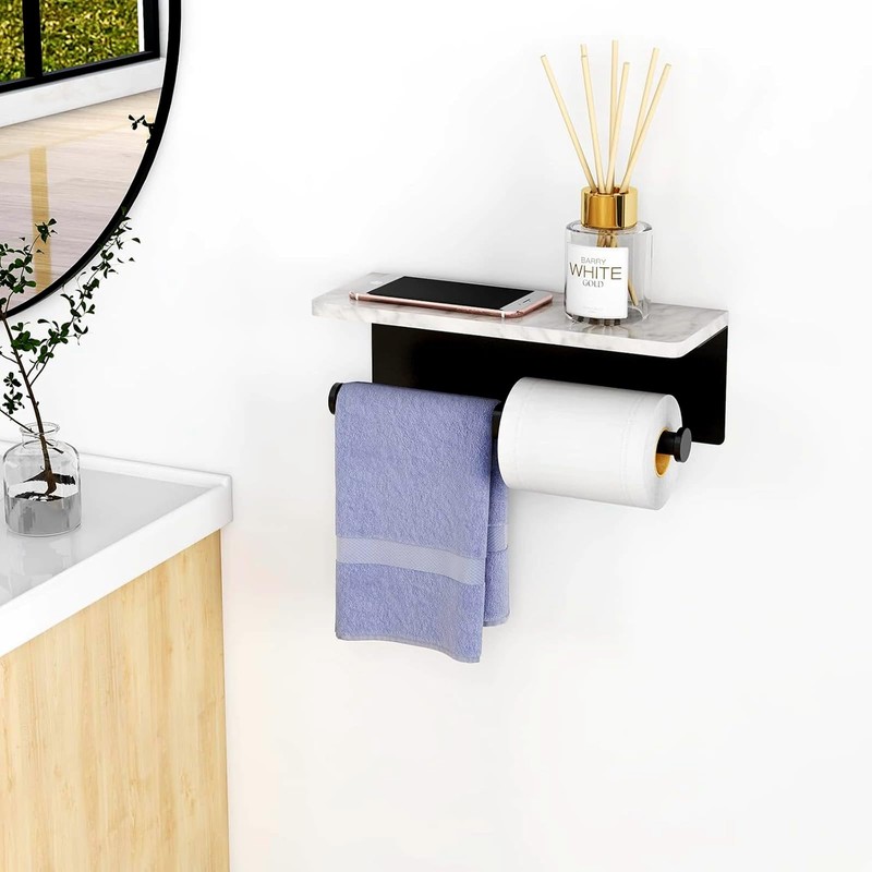 Toilet Paper Holder with Natural Marble Shelf for Bathroom Washroom,Wall