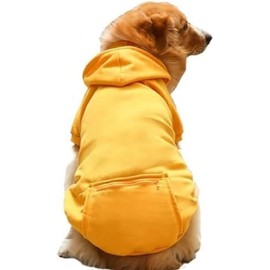 Dog Hoodie for Small Medium Large Dogs,Fleece Hoodie for Dogs with Zipper Pocket,Fall Winter Dog Hoodie for All Sized Dogs (Yellow, XL)