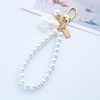 Gammaeon Pearl Keychain, Wristlet Golden Imitation Pearl Key Chain, Women