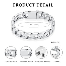 Cremation Urn Bracelet for Human Ashes for Men - Silver Cuban Link Bracelet Cremation Jewelry for Ashes Urn Keepsake Memorial Ash Holder Bracelet