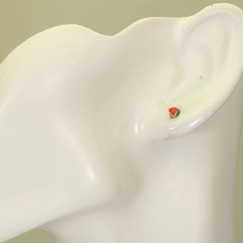 Red Coral Earrings Half Circle Gold Filled Unstained, Stone Metal,