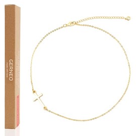 GERNEO® Athens - Luxury Cross Heart Pendant Necklace for Women - 18K Gold Plated - Elegant Jewellery, Gold