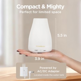 InnoGear Essential Oil Diffuser, 2 Pack Ultrasonic Diffusers for Home Aromatherapy Humidifier for Bedroom Room 7 Colors LED 2 Mist Mode Auto Off, Basic White