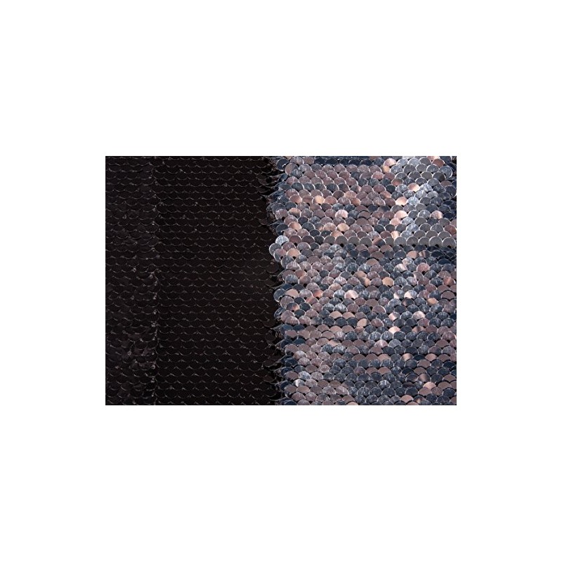 Rayher 53952576 Reversible sequin fabric, black/silver
