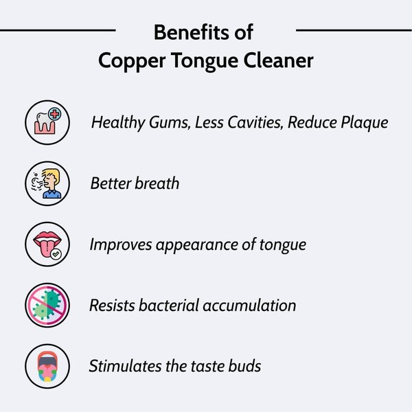 Pure Copper Tongue Cleaner, Improve Oral & Gut Health, Eliminate Odor For All Ages, Relief from Bad Breath - Oral Hygiene (Set-12)