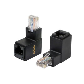 CERRXIAN 90 Degree Ethernet LAN RJ45 Male to Female, Right Angle Network Cat5 / Cat5e / Cat6 Extender Adapter(2-Pack) Black,(Up Angle)