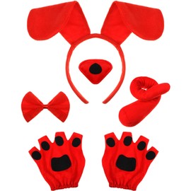 Syhood Dog Costume Set Puppy Ears Headband Bowtie Fake Nose Tail Gloves Animal Dog Costume Accessories for Carnival World Book Day Animal Cosplay Party