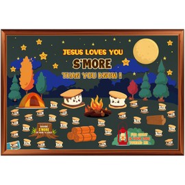 Jesus Loves You S'more Bulletin Board Set Christian Bulletin Board Sunday School Decorations for Classroom Religious Bible Verse Classroom Cutouts for Kid Preschool Elementary Middle School Wall Decor