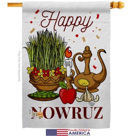 Ornament Collection Nowruz Iranian New Year Garden House Flags Kit Religious Persian Christian Religion Day Small Decorative Gift Yard Banner Made in USA 28 X 40