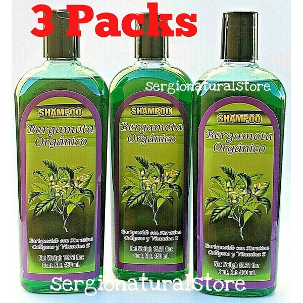 (3 Packs) Bergamota Organic + Collagen + Keratina + Vitamina E Stop Hair Loss
