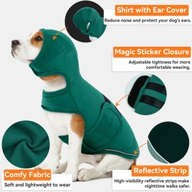 Lelepet Dog Calming Hoodie Dog Anxiety Shirt with Dog Ear Cover Comfy Dog Shirt for Anxiety Relief Reflective Dog Calming Vest for Fireworks/Thunderstroms/Separetion Soft Dog Hoodie