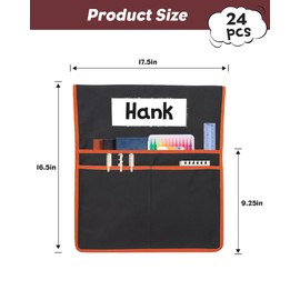 24 PCS Chair Pockets for Classroom,20"x17" Seat Chair Pockets,K-2 Classroom Chair Bags Organizer with Name Tag for Classroom School Home Kindergarten